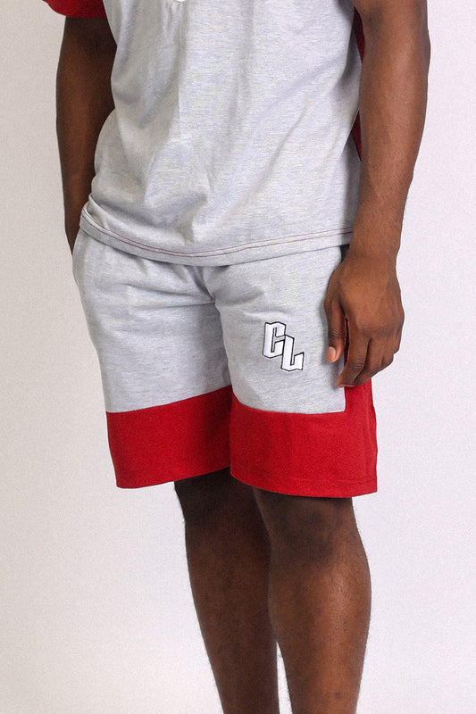 CL PANEL SHORTS - BURGUNDY/GREY