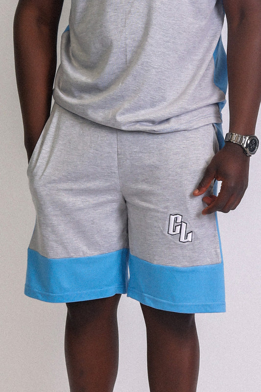 CL PANEL SHORTS - ICE BLUE/GREY