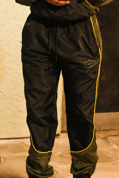 SHELL TRACK PANTS - BLACK/OLIVE (OLD SEASON)