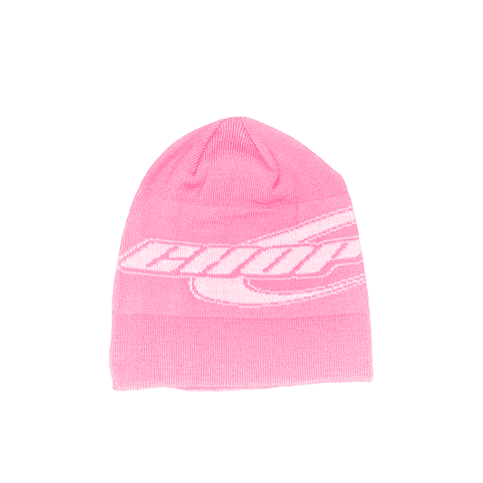 RACER KNITTED BEANIE HAT - PINK