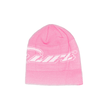 RACER KNITTED BEANIE HAT - PINK