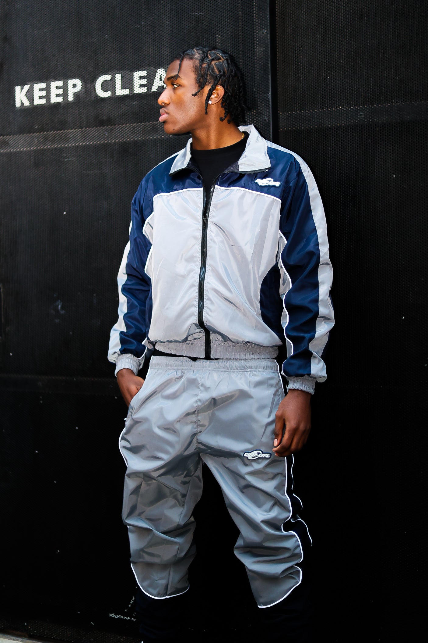 SHELL TRACKSUIT - GREY/NAVY