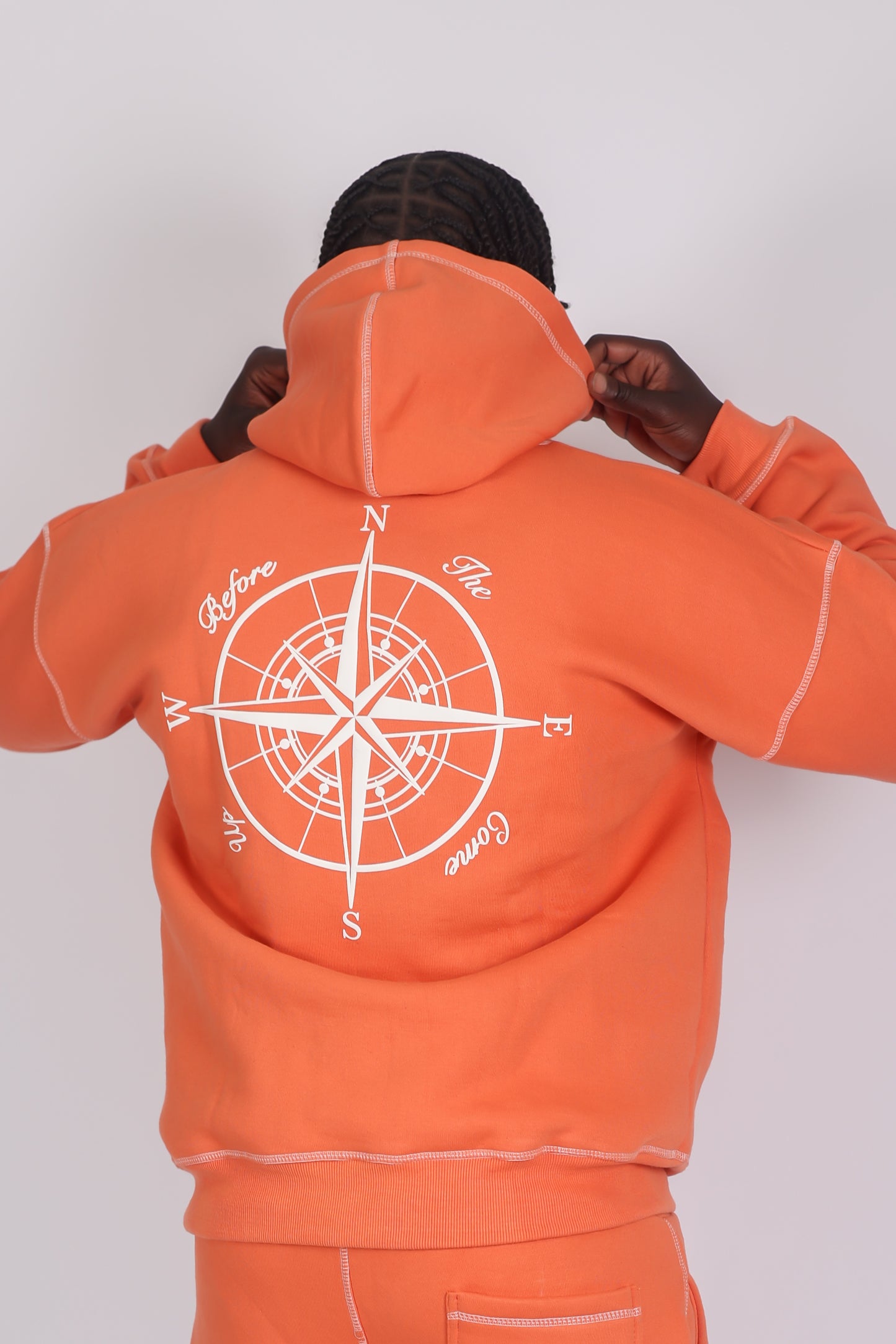 BEFORE THE COME-UP PUFF PRINT HOODIE - SALMON