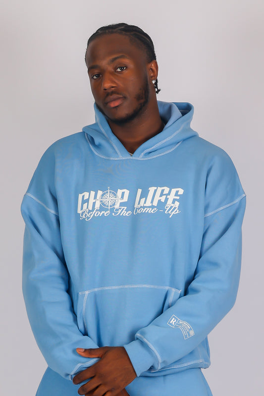 BEFORE THE COME-UP PUFF PRINT HOODIE - BABY BLUE