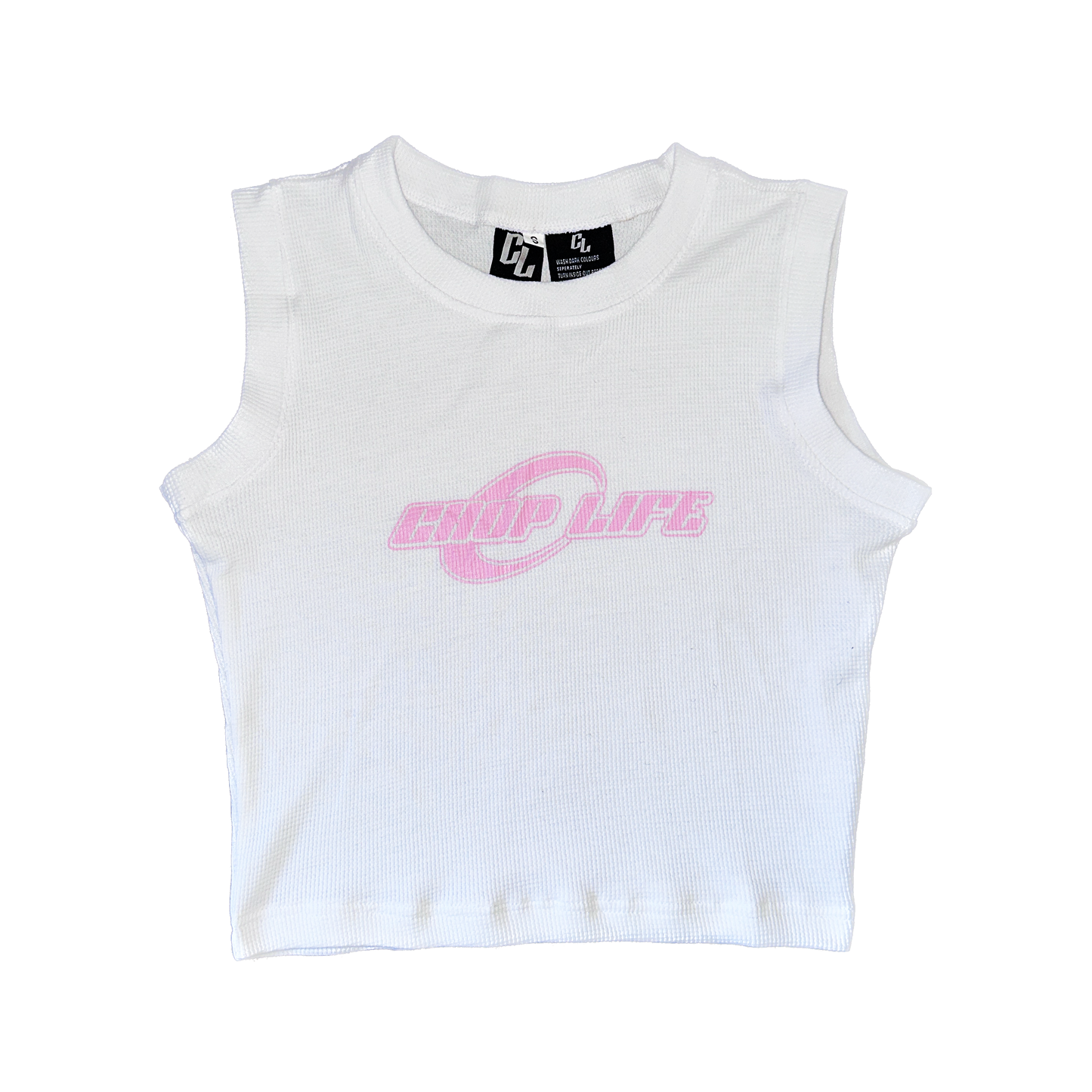 RACER CROP TANK TOP - WHITE/PINK