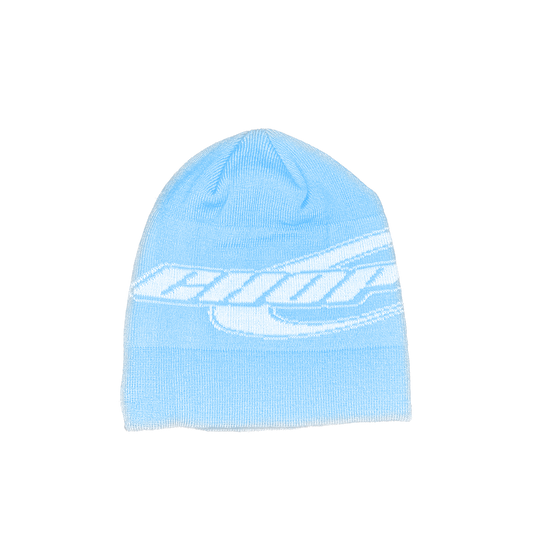 RACER KNITTED BEANIE HAT - BABY BLUE