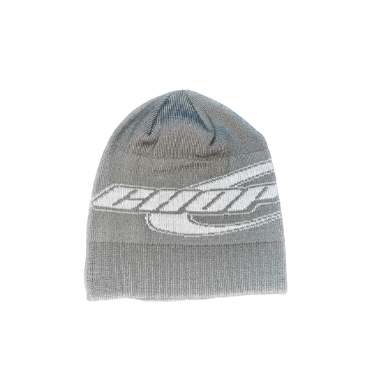 RACER KNITTED BEANIE HAT - GREY